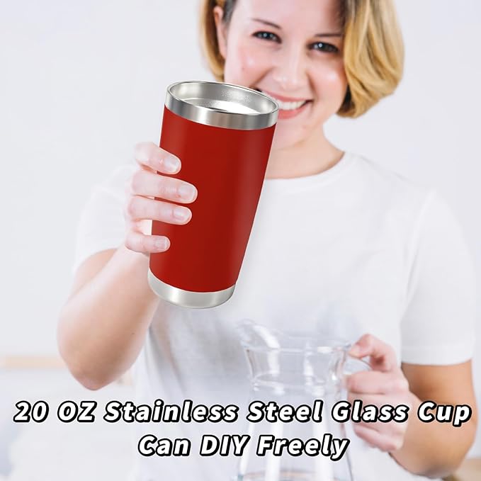 1 Pack 20oz Stainless Steel Tumbler with Lid, Leakproof Double Wall Travel Mug for Hot/Cold Drinks, Home Office Outdoor Party Use, Durable Powder Coated Insulated Cup/Red - Bloomnest