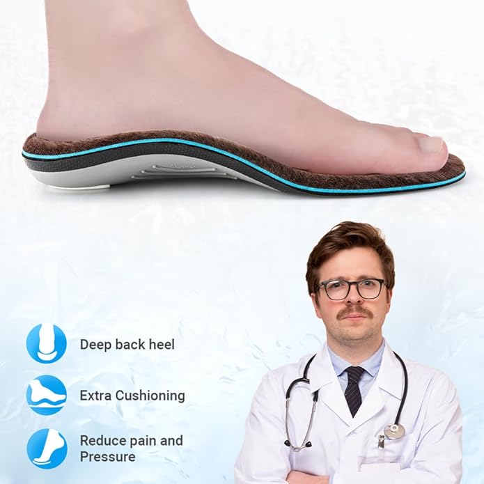 VALSOLE Heavy Duty Support Pain Relief Orthotics - 220+ lbs Plantar Fasciitis High Arch Support Insoles for Men Women, Flat Feet Orthotic Insert, Work Boot Shoe Insole, Absorb Shock with Every Step - Bloomnest