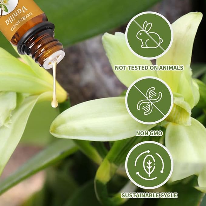 Sedbuwza Vanilla Essential Oil Set, 2 Pack Vanilla Aromatherapy Oils for Massage, Diffuser, Perfume, Soap, Candle Making 2 x 10 ml Sedbuwza