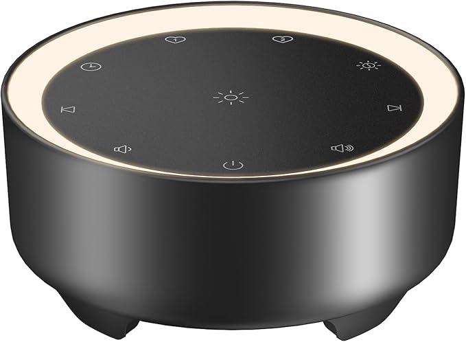 Kipcush Sound Machine & Night Light for Adults, Baby, Kids. White Noise Machine with 20 Soothing Sleep Sounds. Small Size & Portable Design for Bedroom (Black, Small) - Bloomnest