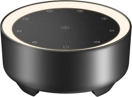 Kipcush Sound Machine & Night Light for Adults, Baby, Kids. White Noise Machine with 20 Soothing Sleep Sounds. Small Size & Portable Design for Bedroom (Black, Small) - Bloomnest