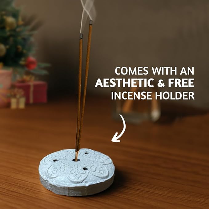 Folkulture Christmas Incense Sticks | Set of 120 Insence-Sticks with Holder for Relaxation |Cinnamon & Orange Incense| Organic, Slow Burning & Non Toxic Inscents | Luxe Fragrances - Gifts for Her - Bloomnest