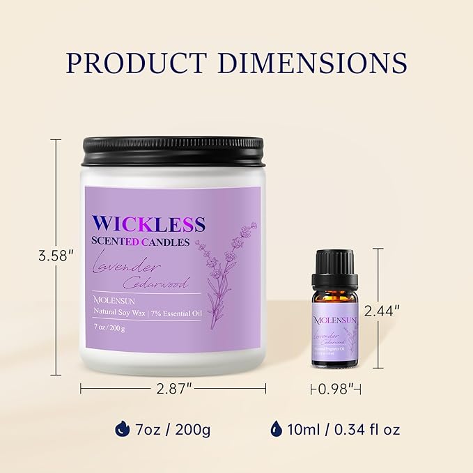 Lavender Cedarwood Wickless Candle for Candle Warmer Lamp with 10ml Essential Oil for Custom Aroma, Flameless Non-Toxic Soy Scented Candle for Home, Christmas Holiday or Birthday Gift for Women & Men - Bloomnest
