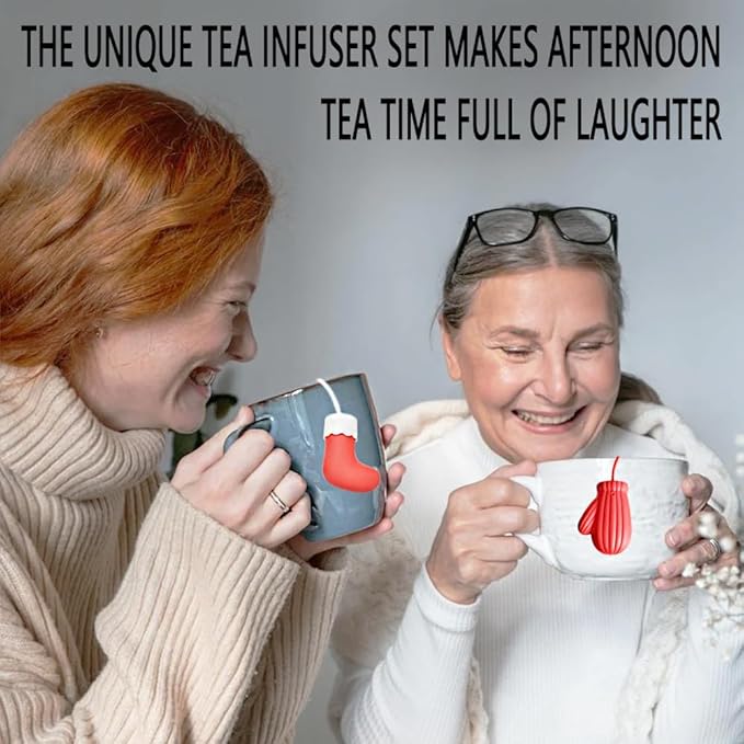 2pcs silicone tea infuser loose leaf tea strainer loose tea steeper, Creative design and reusable funny tea infuser (Gloves + Socks)