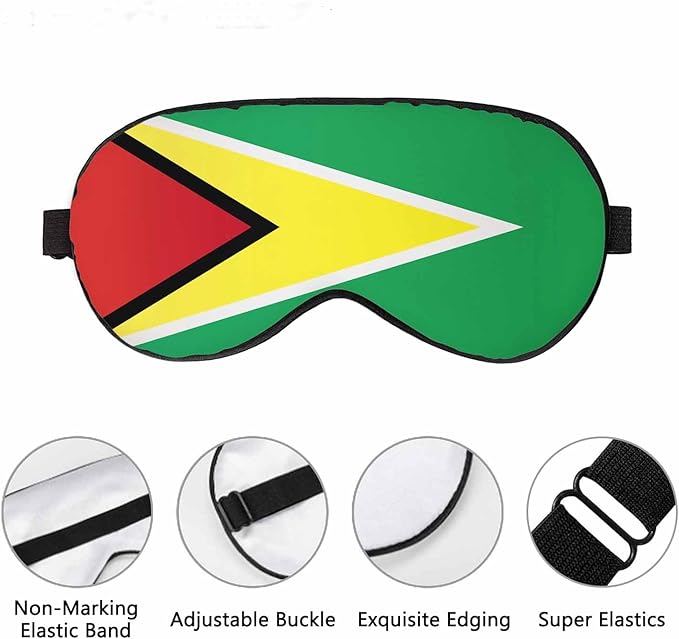 Guyana Flag Sleep Eye Mask Guyana State National Symbol Men Women Sleep Mask with Adjustable Strap Eye Cover Eye Shade for Travel, Nap,Meditation - Bloomnest