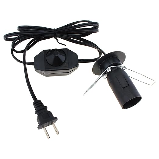 RTNLTI Salt Lamp Cord Replacement with Dimmer Switch, 6 feet Clip in Himalayan Salt Lamp Cord with E12 Light Socket, Original Night Light Bulb Cord with Base Assembly, 110V US Standard