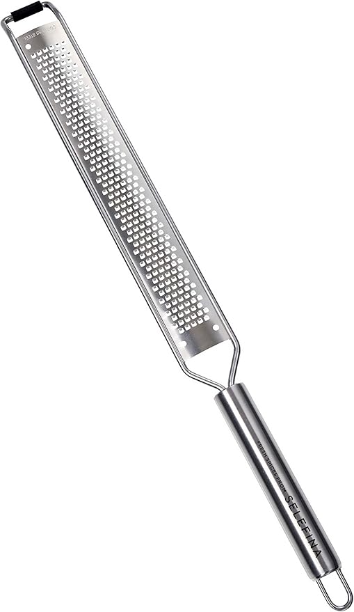 Selefina Spices: Rasp-Style Grater/Zester: for Nutmeg, Lemon, Garlic, Chocolate, Fruits, Vegetables and Ginger. Stainless Steel Grater, 16 inches - Bloomnest