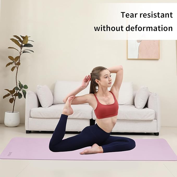 HAHE Yoga Mat Thick (8MM,1/3"), Eco-Friendly POE Non Slip Yoga Mat, High Rebound & Shock Absorption, Anti-Tear & Sweat-Resistant for Yoga, Fitness, Home, Workouts, Large Pilates Mats 72"x24" with Carrying Strap - Bloomnest