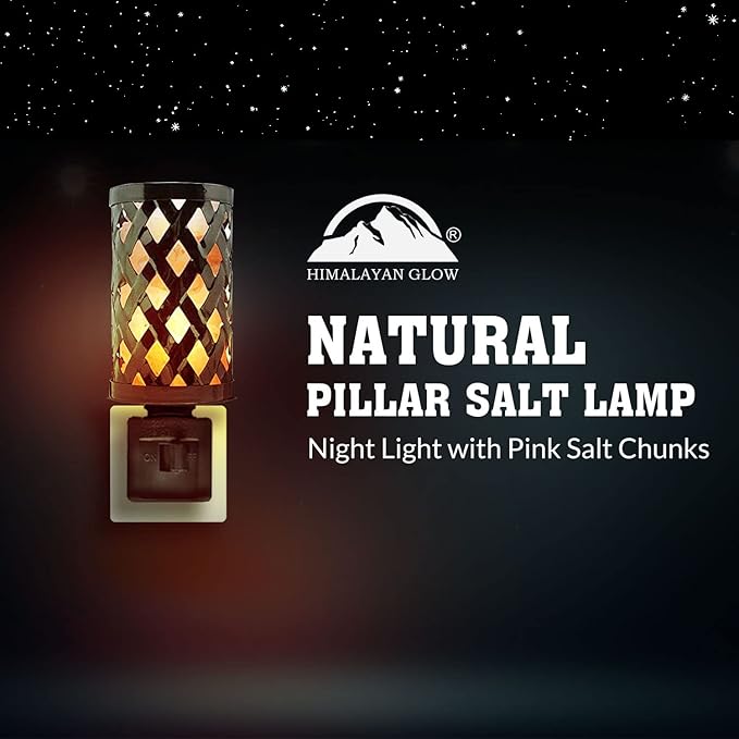 Himalayan Glow Vintage Style Salt Lamp Night Light with Pink Salt Chunks | 360 Degree Rotatable Wall Plug,Night Light & Decorative Light to Décor Your Home - Bloomnest