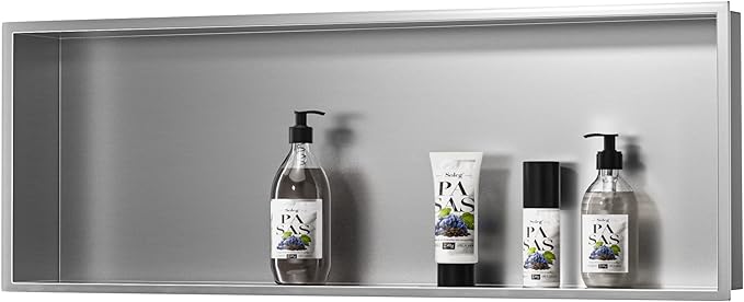 Stainless Steel Shower Niche 36" X 12" Brushed No Tile Needed Niche Shower Recessed Wall Horizontal Niches for Bathroom Storage Over Mount Installation - Bloomnest