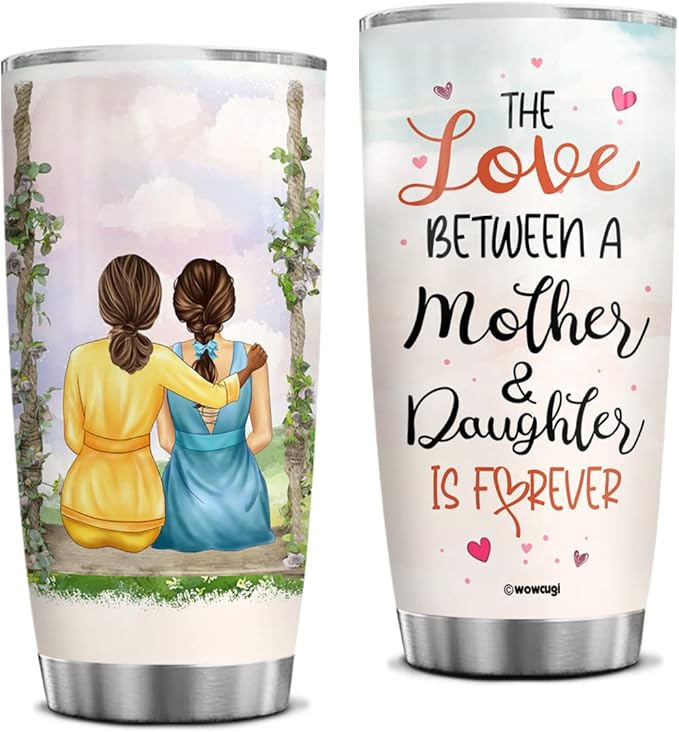 wowcugi Personalized Tumbler The Love Between Mother & Daughter Is Forever Tumblers With Lid 20oz 30oz Double Walled Vacuum Insulated Stainless Steel Coffee Cup For Moms Mothers Day Birthday Christmas - Bloomnest