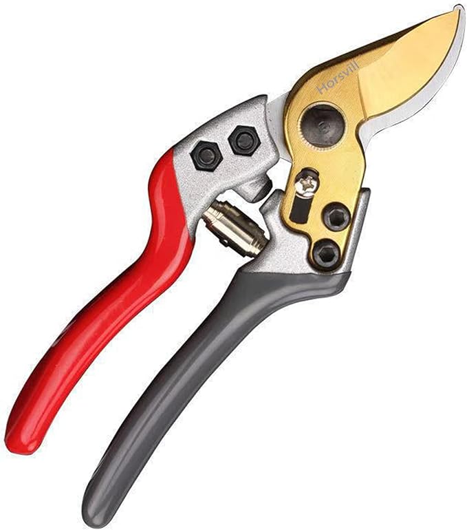 Garden Shears, Japanese labor-saving Garden Scissors, Pruning Shears and Garden Secateurs for Woman and arthritis weak, Professional Branch scissors(Red-grey) - Bloomnest