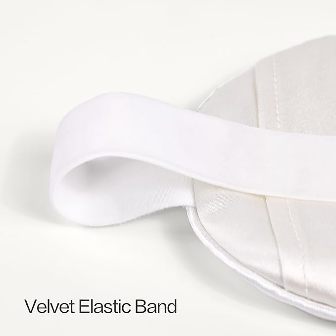 22mm Mulberry Silk Beauty Sleep Mask with Velvet Band & Travel Pouch, Light Blocking, Hair & Skin Friendly, White, Gift Packaging - Bloomnest