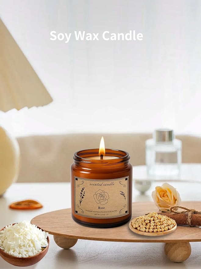 Scented Candles Gift, 16oz Large Jar Scented Candle – Rose Soy Wax Candle with 100 Hour Burn Time, Long Lasting Aromatherapy Candle for Romantic Home Fragrance, Bedroom Décor & Gift for Her/Him - Bloomnest