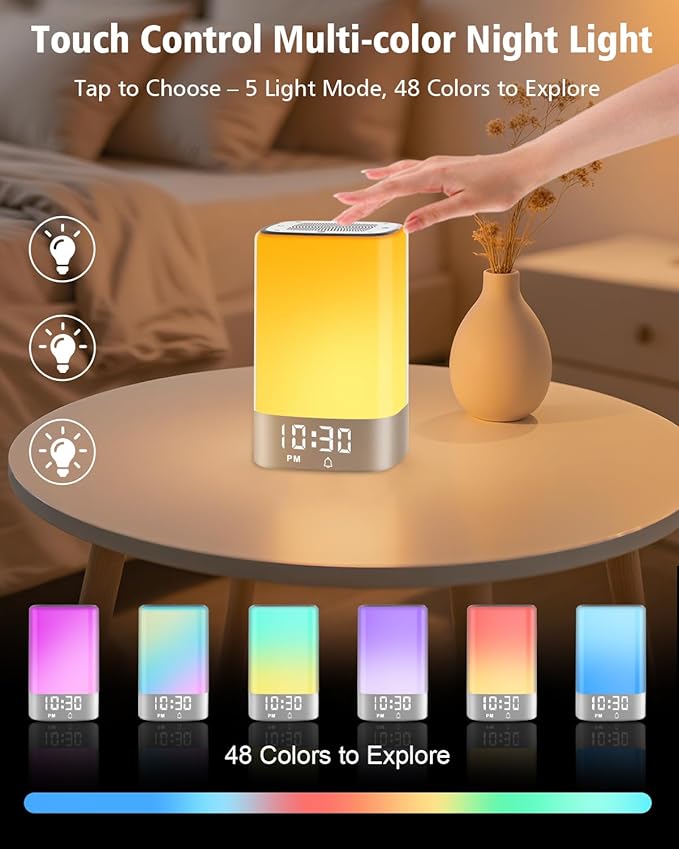 Sound Machine White Noise Machine with 32 Soothing Sounds, Bluetooth Speaker, Alarm Clocks for Bedrooms with Wake up Light, Night Light for Kids, App Control Birthday Gifts for Women, Teen Girls, Boys - Bloomnest