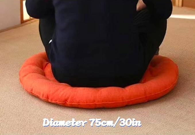 Large Linen Floor Cushions,Round Futon Pillows Japanese Style Tufted Floor Pillows Meditation Cushions for Seating On Pad for Yoga Sofa Balcony(Size:75x75cm(30x30inch),Color:Khaki) - Bloomnest