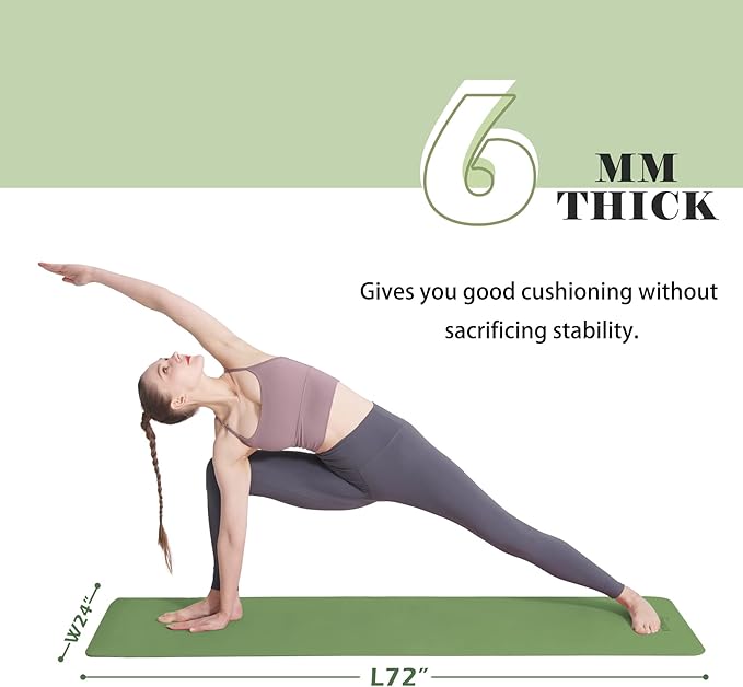 Yoga Mat Non Slip, Pilates Fitness Mats, Eco Friendly, Anti-Tear 1/4" Thick Yoga Mats for Women, Exercise Mats for Home Workout with Carrying Sling and Storage Bag - Bloomnest