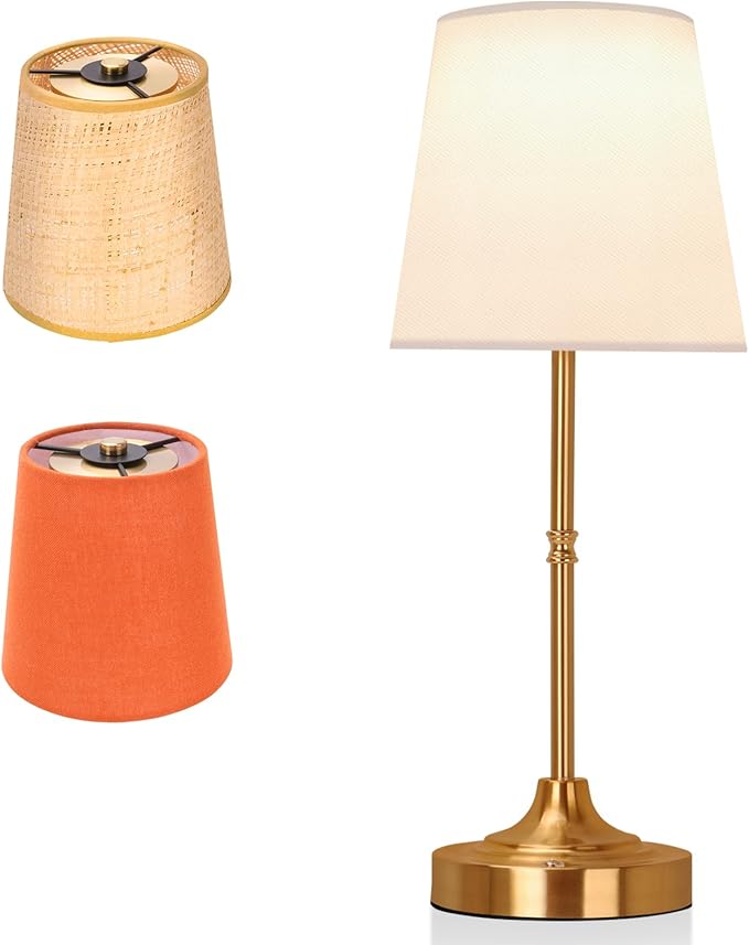 Portable Cordless Table Lamp 5200mAh Rechargeable Battery Powered Lighting, Three Color Dimmable Light, Fabric Shade Desk Lamp for Dining Room, Bedroom, Bedside, Bar, Night Light, Balcony - Bloomnest