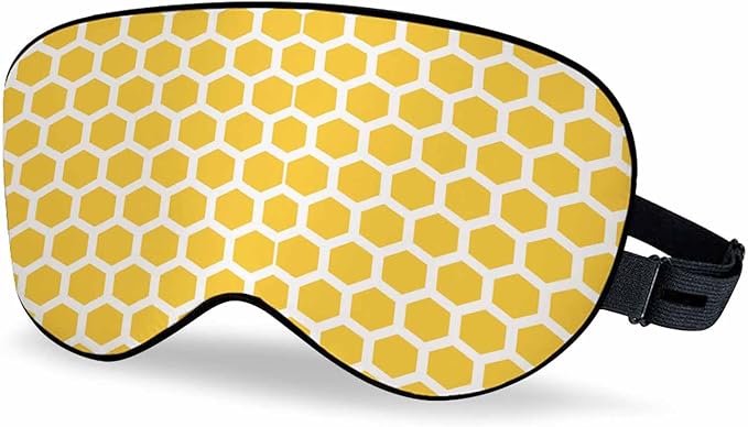 Bee Honeycombs Sleep Eye Mask Yellow White Abstract Cube Men Women Sleep Mask with Adjustable Strap Eye Cover Eye Shade for Travel, Nap,Meditation - Bloomnest