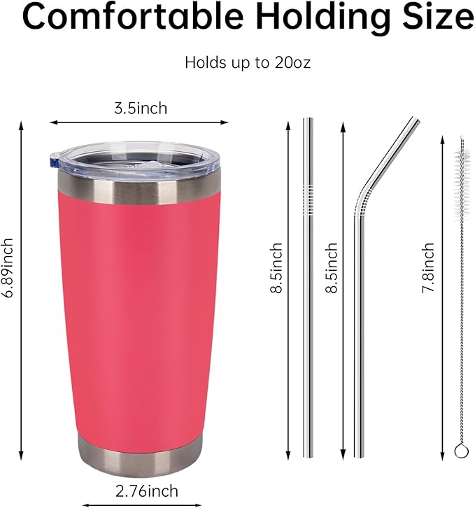 IEOVIEE 32 Pack, 20oz Stainless Steel Bulk Tumblers with Lids and Straws, Double Wall Insulated Travel Mug, Durable Powder Coated Tumbler Bulk Cup for Cold and Hot Drinks(Hot Pink) - Bloomnest