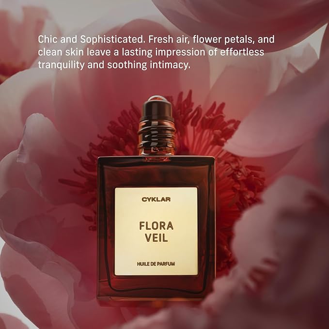CYKLAR Perfume Oil Roll-On. Travel-Friendly Flora Veil Fragrance With Raspberry, Peony, and White Amber Notes. Long-Lasting Essential Oil Parfum For Women and Men. 0.5 Fl Oz Scented Rollerball Bottle Cyklar