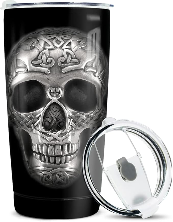 winorax Skull Tumbler 20oz Stainless Steel Travel Cup Coffee Mug Inspirational Skull Gifts for Men Women Skulls Lover Birthday Halloween Birthday Presents - Bloomnest