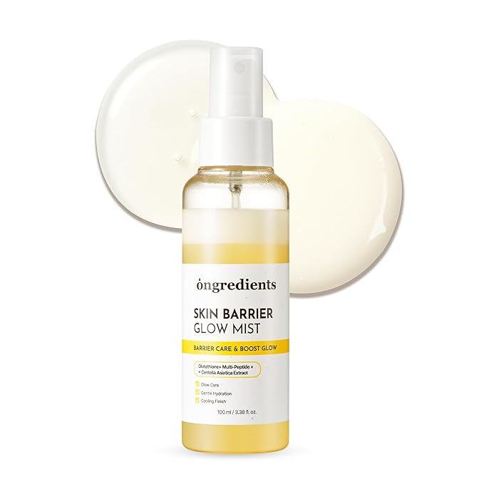 ONGREDIENTS Skin Barrier Glow Mist, Dual-Layer Facial Mist, 98% Pure Glutathione, Multi-Peptide, Centella, Ultra-Fine Spray, Cooling, Dry and Sensitive Skin, Korean Skin Care, 3.38 fl. oz. / 100ml - Bloomnest