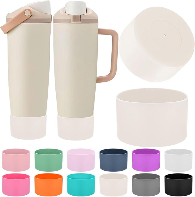 Mity rain 2PCS Protective Silicone Boots for Owala 30oz & 40oz FreeSip Sway Bottles & Tumblers - Accessories for owala, Enhances Stability & Prevents Scratches (Apricot Beige) Mityrain