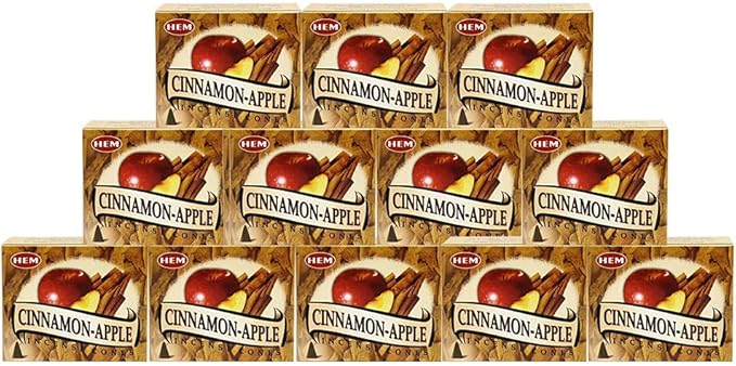 TRUMIRI Incense Cone Holder Bundle with Hem Cinnamon Apple Incense Cones - Pack of 12 (Approx 120 Cones)