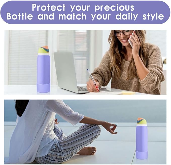 2PCS Silicone Water Bottle Boot, Compatible with Owala 24oz 32oz 40oz, Protective Anti-Scratch & Anti-Dent No Noise Sleeve Cover for FreeSip/Twist/Flip Water Bottles (Retro Boardwalk, 24oz) BKBY