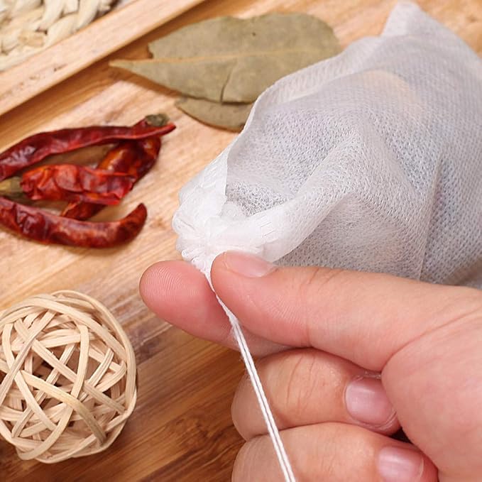 Fenshine 100Pcs Large Tea Bag - Disposable Empty Tea Filter Bags No Mess Mesh Bags with Drawstring for Concentrate/Iced Coffee, Herb, Loose Leaf Tea - Bloomnest