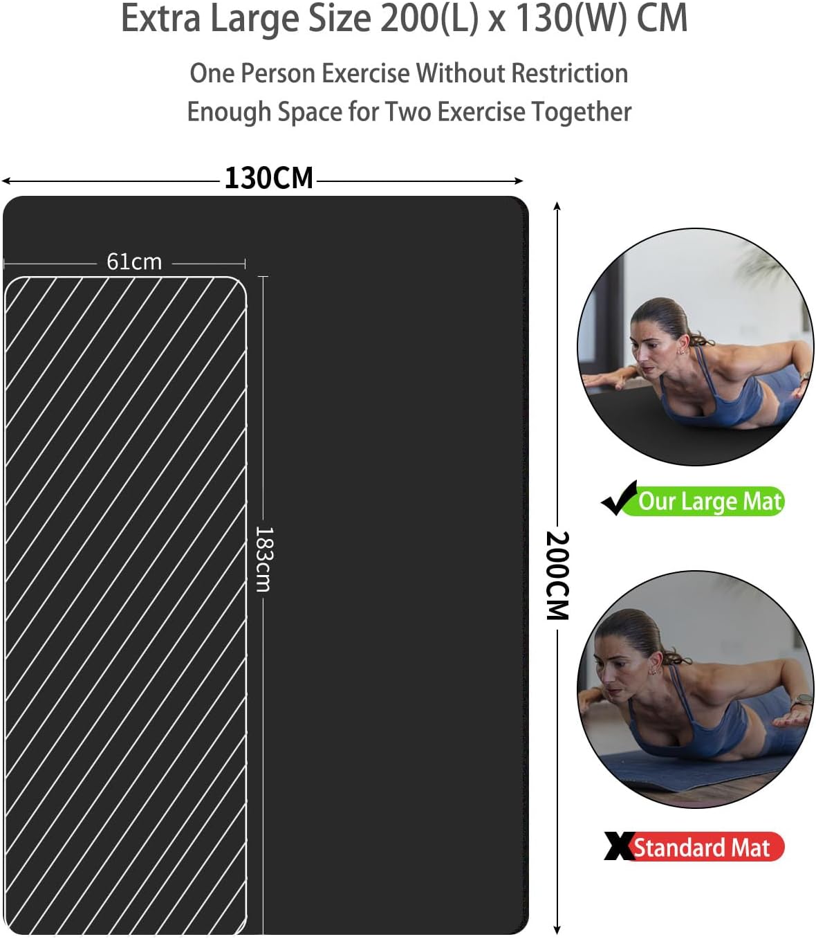 Large Yoga Mat 78"x 51" 20mm/15mm Thick Workout Mats for Home Gym, Extra Wide Workout for Women Men Gym Flooring Exercises