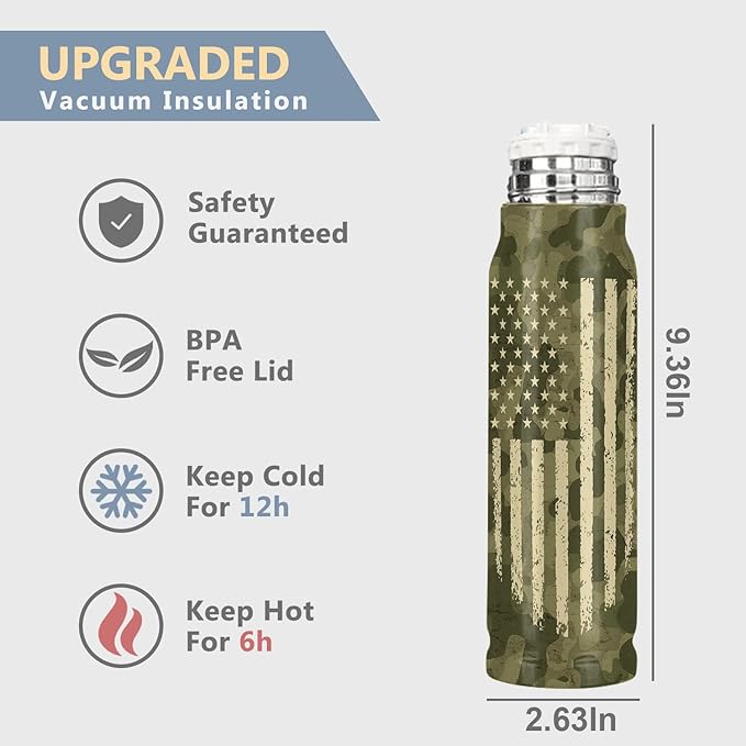 Camouflage 17oz Stainless Steel Bullet Tumbler - Christmas Gifts for Husband from Wife, Birthday Gifts for Men - Bloomnest