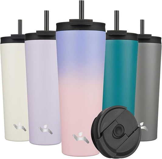 26 OZ Insulated Tumbler with Lid and 2 Straws Stainless Steel Water Bottle Vacuum Travel Mug Coffee Cup,Pastel Sunset - Bloomnest