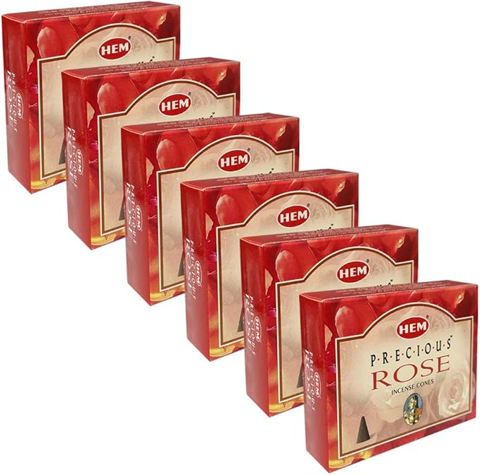 TRUMIRI Incense Cone Holder Bundle with Hem Precious Rose Incense Cones - Pack of 6 (Approx 60 Cones) TRUMIRI
