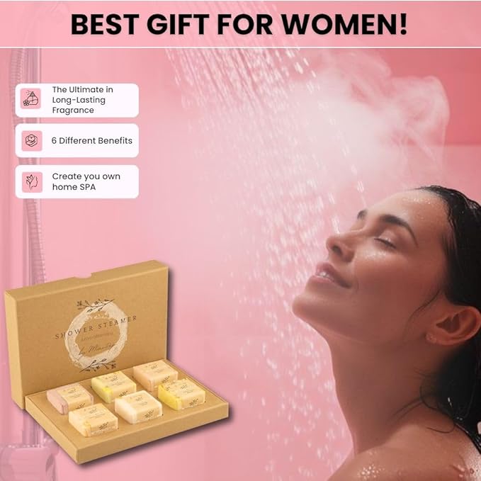 Premium Organic Shower Steamer- Shower Steamers Aromatherapy Essential Oil Infused, 6 Cubes Body Restore Shower Steamers Spa Gifts for Women, Shower Bomb - Bloomnest