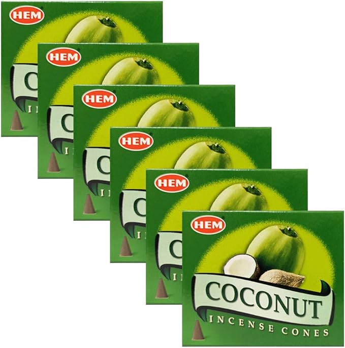 Trumiri Incense Cone Holder Bundle with Hem Coconut Incense Cones - Pack of 6 (Approx 60 Cones) TRUMIRI