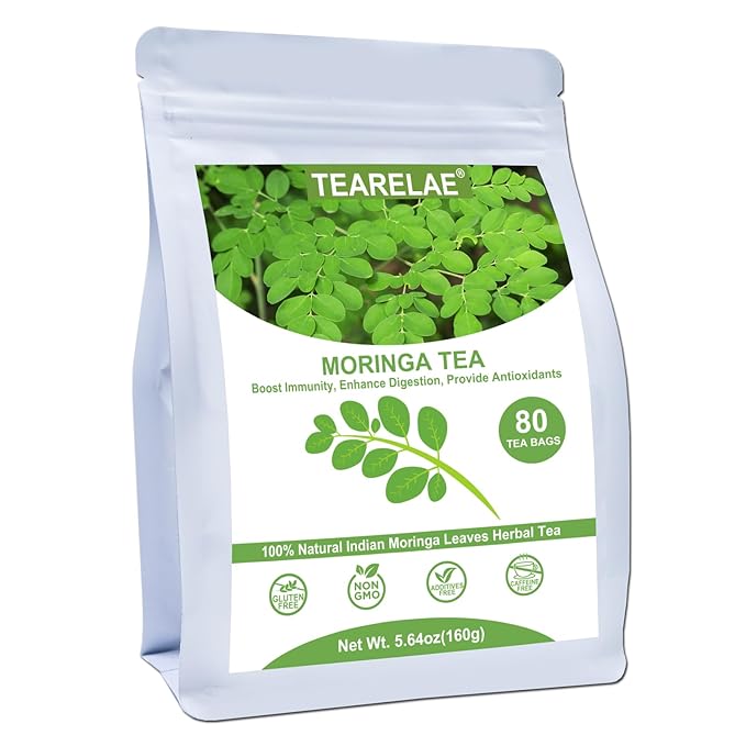 TEARELAE - Moringa Tea - 2g x 80 Count - Premium Moringa Leaves Tea Bags - Boost Immunity, Aid in Digestion - Non-GMO - Caffeine-Free - Bloomnest