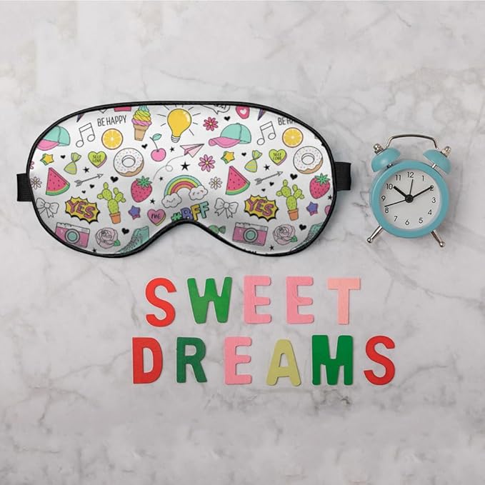 Summer Theme Sleep Mask Eye Mask Cactus Candy Cupcake Cap Donut Rainbow Arrow Sleep Mask Light Blocking Adjustable Smooth Soft Eye Masks for Women Deep Rest Travel - Bloomnest