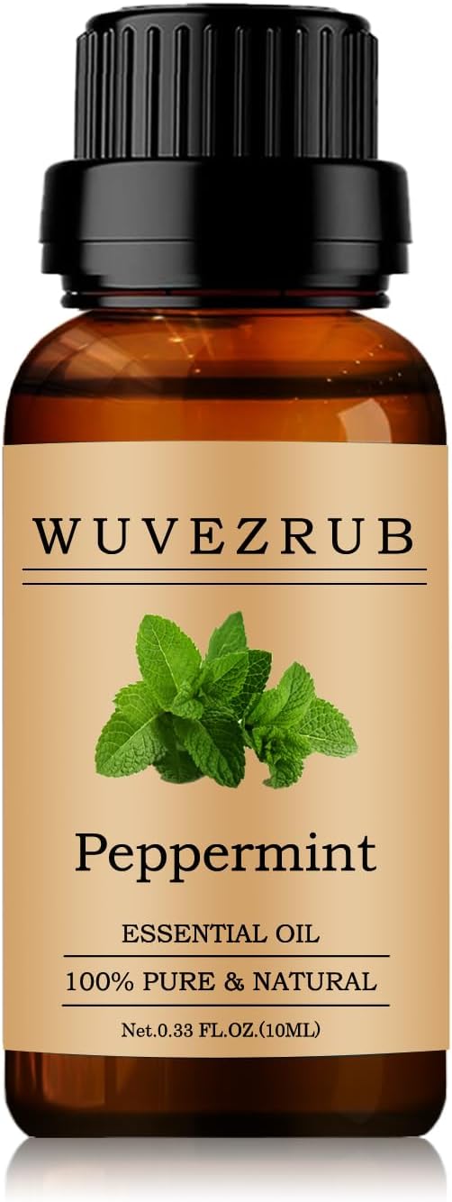 Peppermint Essential Oils 10ML, 100% Pure and Natural Essential Oil for Aromatherapy Diffuser - 0.33 Fl Oz/Peppermint WUVEZRUB