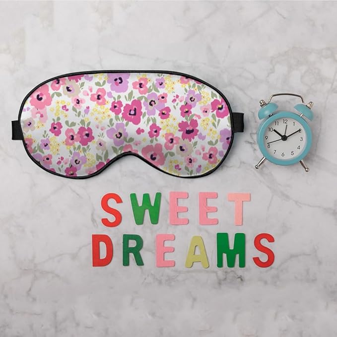 Pink Flowers Sleep Mask Eye Mask Beautiful Spring Floral Sleep Mask Light Blocking Adjustable Smooth Soft Eye Masks for Women Deep Rest Travel - Bloomnest