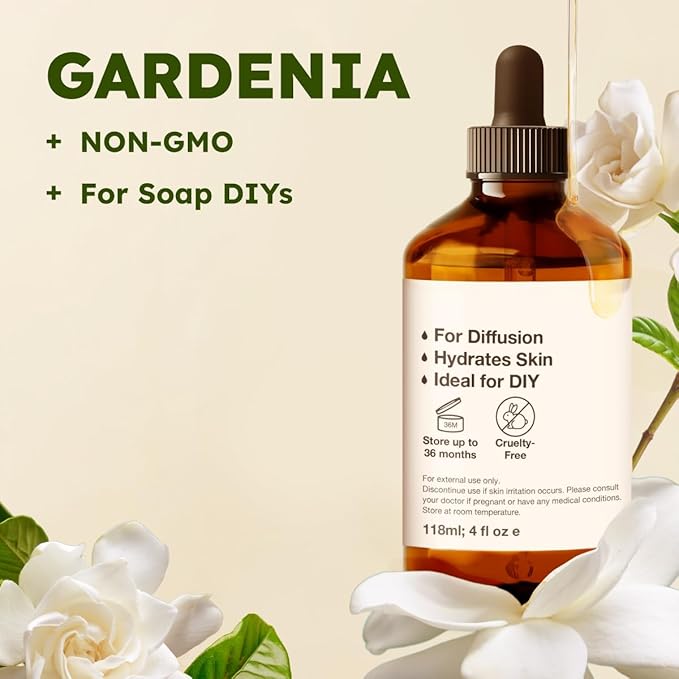 KUKKA Gardenia Essential Oils - 4 Fl Oz - for Hair, Skin, Diffuser, Aromatherapy & DIY Soap Making Scent - Bloomnest
