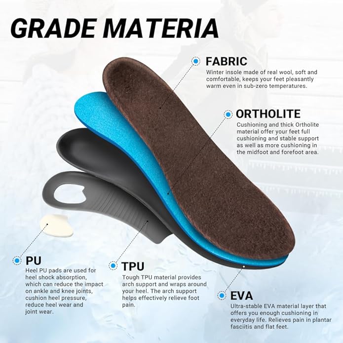 VALSOLE Heavy Duty Support Pain Relief Orthotics - 220+ lbs Plantar Fasciitis High Arch Support Insoles for Men Women, Flat Feet Orthotic Insert, Work Boot Shoe Insole, Absorb Shock with Every Step - Bloomnest