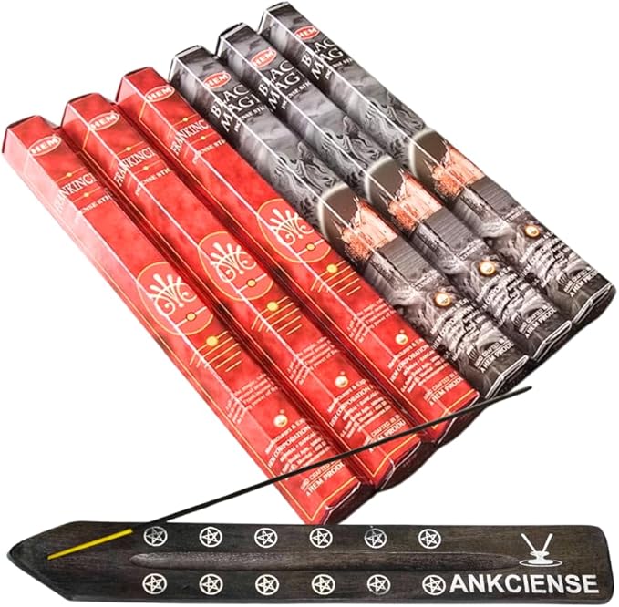 Sandalwood & Vanilla Incense from Hem Bundled with ANKCIENSE Incense Holder Bundle, Variety Pack of 120 Sticks (Frankincense & B Magic) ANKCIENSE
