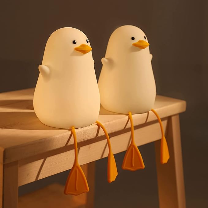 Attivolife Duck Night Light for Kids, Cute Animal Silicone Lamp Touch Control + Dimmable + Timer, USB Rechargeable LED Feeding, Bedside Bedroom Decor Birthday Gifts for Toddler Baby Women - Bloomnest