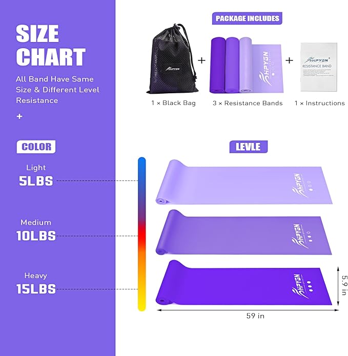 Resistance Bands, Exercise Bands, Physical Therapy Bands for Strength Training, Yoga, Pilates, Stretch Elastic Band with Different Strengths, Workout Bands for Home Gym - Bloomnest