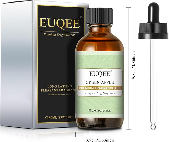 EUQEE Green Apple Fragrance Oils, 2.02 Fl oz / 60ml Essential Oils for Diffuser, Candle Making, DIY Soap with Glass Dropper - Bloomnest