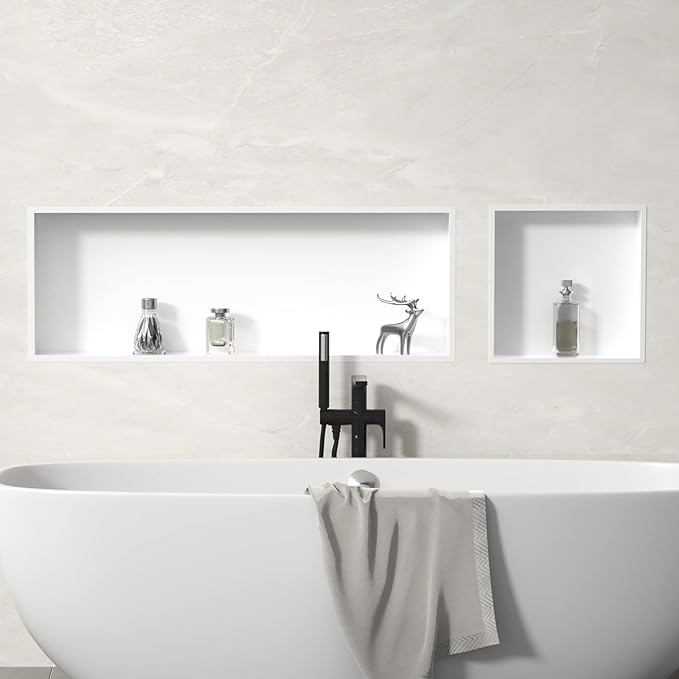 Stainless Steel Shower Niche 36" X 12" White No Tile Needed Niche Shower Recessed Wall Niches for Bathroom Storage Over Mount Installation - Bloomnest