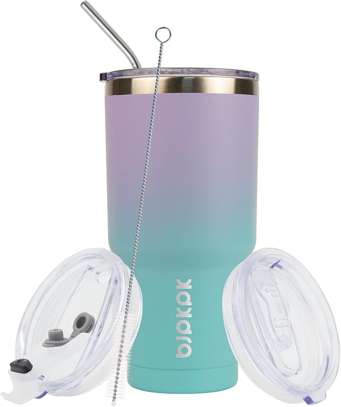 BJPKPK 30oz Tumbler Stainless Steel Double Wall Vacuum Insulated Mug with Straw and Lid for Women and Men,Lavender Green - Bloomnest