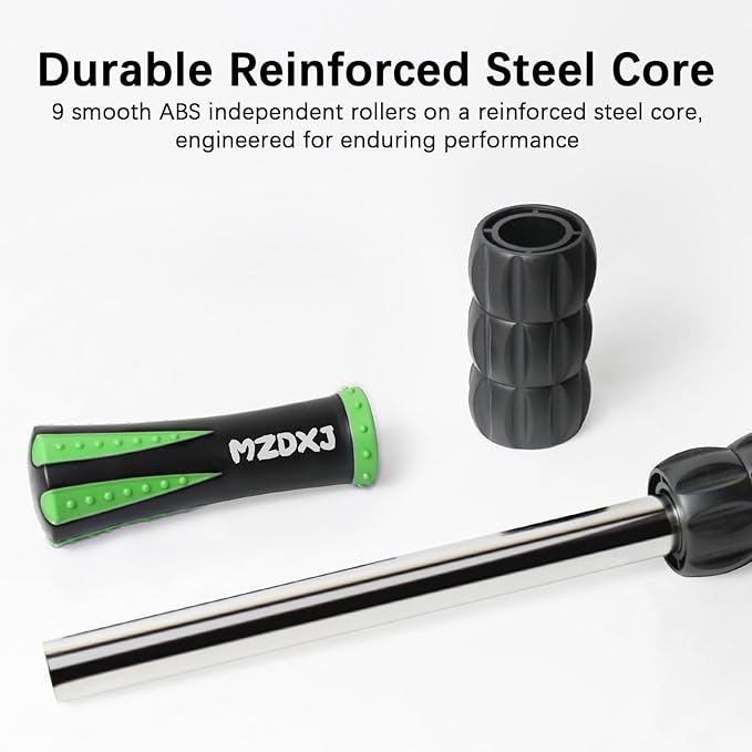 Muscle Roller Massage Roller Stick- Deep Tissue Fascia Blaster for Myofascial Pain Relief, Lymphatic Drainage & Body Sculpting, Handheld Physical Therapy & Recovery Tool (Green black-18 inch) - Bloomnest